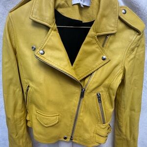 IRO Ashville Yellow Leather Biker Jacket